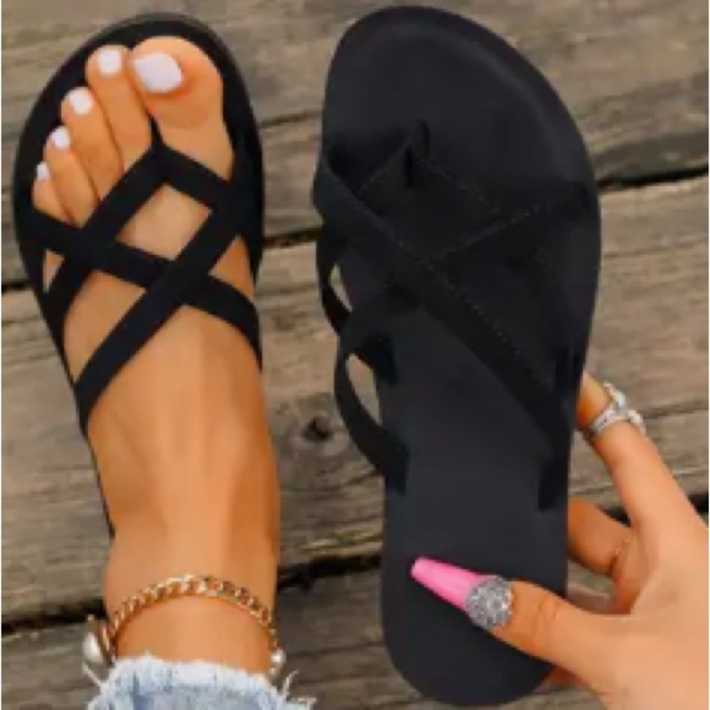 Women's Black Strappy Sandals